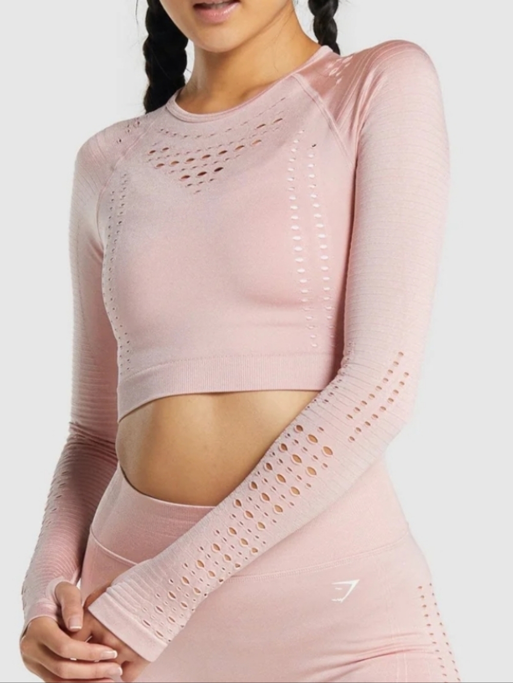 Gymshark Glow Long Sleeve Seamless Crop Top Pink
